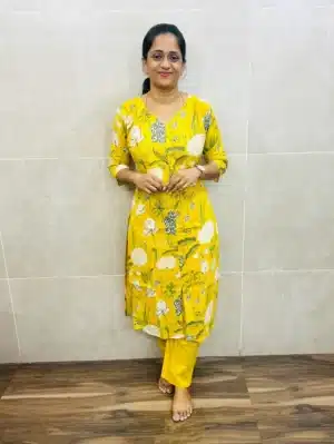 Printed jaipur cotton top(cotton lining) paired with cotton bottom(straight cut)