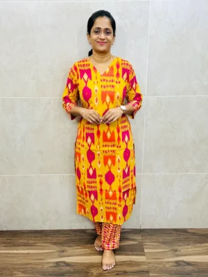 Printed cotton top (cotton lining) paired with Printed cotton bottom (straight cut)
