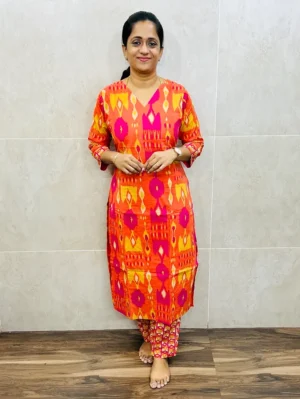 Printed cotton top (cotton lining) paired with Printed cotton bottom (straight cut)