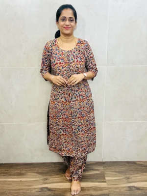 Red - Natural dyed Kalamkari printed cotton top with cotton lining(Top only)