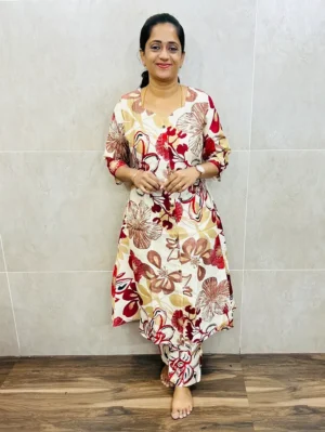 Printed soft silk cotton top paired with silk cotton bottom (semi palazzo)