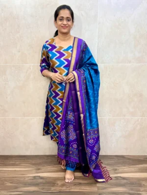 Printed soft silk top(cotton lining) paired with printed soft silk dupatta(Top and dupatta only)