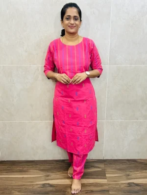 Pure handloom cotton top (cotton lining) with all over thread weavings paired with pure cotton bottom (straight cut)