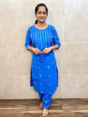 Pure handloom cotton top (cotton lining) with all over thread weavings paired with pure cotton bottom (straight cut)