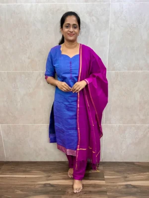 Pure handloom cotton top(cotton lining) paired with cotton dupatta and cotton bottom(free size)