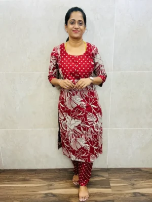 Printed Jaipur cotton top (cotton lining) paired with Jaipur cotton bottom (free size)