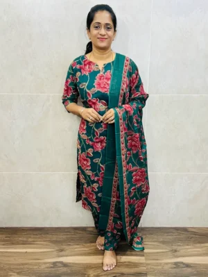 Printed jaipur cotton(cotton lining) top paired with printed cotton dupatta and cotton bottom (free size)