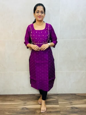 (Vadamalli )Semi raw silk top(cotton lining) with allover thread weaving buttas and handworked yoke(straight cut)