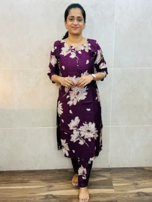 Printed silk cotton top (cotton lining) paired with printed silk cotton bottom (straight cut)