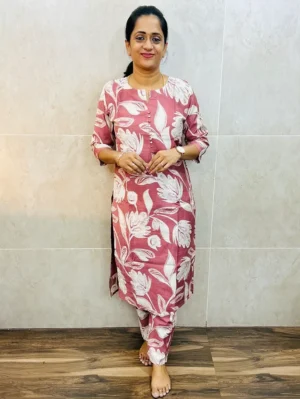 Printed silk cotton top (cotton lining) paired with printed silk cotton bottom (straight cut)