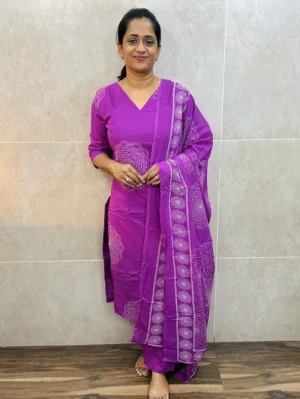 Printed Jaipur cotton top (cotton lining) paired with printed cotton dupatta and cotton bottom (straight cut)