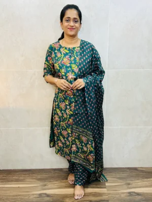 Printed Jaipur cotton top (cotton lining) paired with printed cotton dupatta and cotton bottom (straight cut)