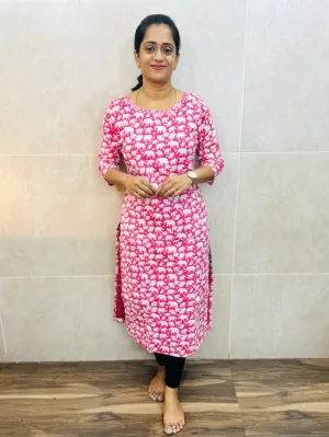 Original Handblock printed Jaipur cotton top (cotton lining) with mirror worked yoke (straight cut)