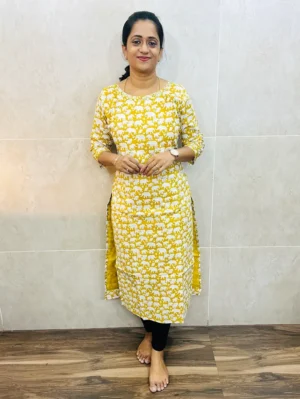Original Handblock printed Jaipur cotton top (cotton lining) with mirror worked yoke (straight cut)