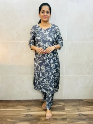 Printed silk cotton top (cotton lining) paired with printed silk cotton bottom (straight cut)