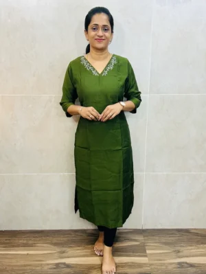 Premium soft silk top (full crepe lining) with elegant handwork on yoke (straight cut)