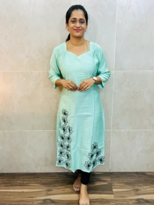 Premium Rayon top with exclusive machine embroidered work on yoke (Aline pattern)