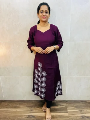 Premium Rayon top with exclusive machine embroidered work on yoke (Aline pattern)