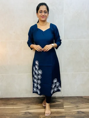 Premium Rayon top with exclusive machine embroidered work on yoke (Aline pattern)