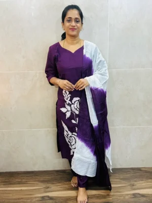 Soft muslin silk top (crepe lining) with exclusive applique work paired with muslin silk dupatta and silk bottom (straight cut)