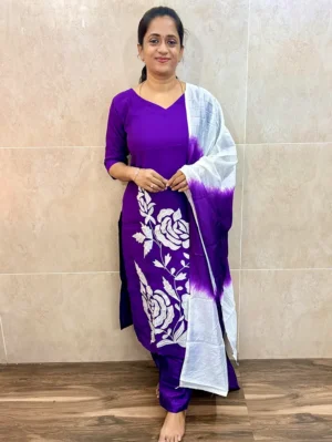 Soft muslin silk top (crepe lining) with exclusive applique work paired with muslin silk dupatta and silk bottom (straight cut)