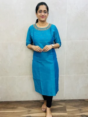 Premium silk cotton top (cotton lining) with exclusive handwork on yoke (straight cut)