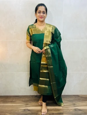 TOP ONLY-Kanchi cotton top (cotton lining) with zari weaving borders