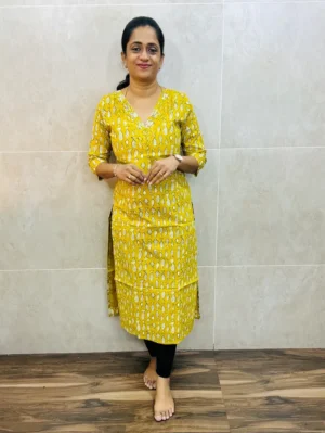 Handblock printed pure cotton top with cotton lining(straight cut)