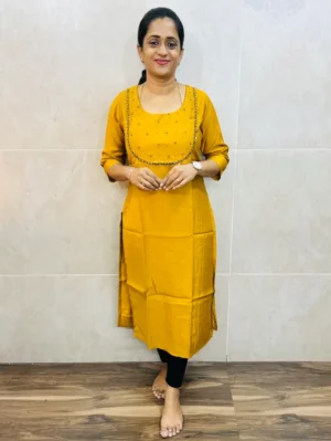 Premium soft silk top(full crepe lining)with exclusive handwork on yoke(straight cut)