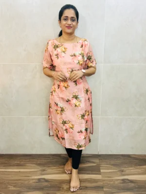 Printed premium Tussar silk top with cotton lining (straight cut)
