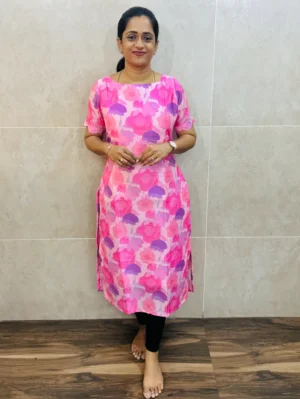 Printed premium Tussar silk top with cotton lining (straight cut)