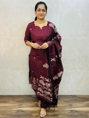 Soft Benarasi silk top (full cotton lining) with exclusive jamdani weaving paired with benarasi soft silk dupatta and silk bottom (free size)